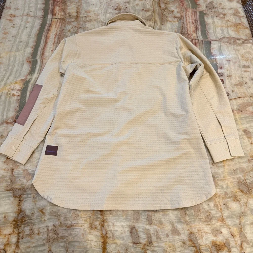 Lululemon Womens Grid‎ Fleece Hiking Overshirt Pink Clay Hi Low Long Sleeve 6